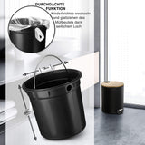 1 x RAW Customer Returns VMbathrooms 5L cosmetic bin in elegant black design Pedal bin with soft close Elegant bucket for the bathroom with inner container and bamboo wooden lid - RRP €34.26