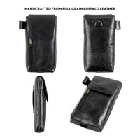 1 x RAW Customer Returns moonster Cell Phone Belt Bag Men Leather Cell Phone Belt Bag Made of Genuine Buffalo Leather 19 cm x 8 cm Cell Phone Belt Bag Leather Men for Large Smartphones Safe Durable Leather Belt Bag - RRP €26.95