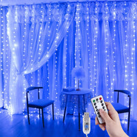 1 x RAW Customer Returns Anpro String Lights 3x3m 300 LED 8 Light Modes USB Remote Control Light Curtain Decoration for Window Indoor Christmas Wedding Home Patio Warm White - RRP €15.76