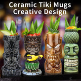 1 x RAW Customer Returns Tiki Mugs, 4 Pack Tiki Glasses for Cocktails Large Tropical Ceramic Mugs Hawaii Tiki Party Creative Cocktail Glass Bar Drinkware Premium Tropical Exotic Barware - RRP €57.44