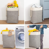 1 x RAW Customer Returns BrilliantJo large laundry basket 78L, foldable laundry hamper with rope handles storage container suitable for bedroom laundry room bathroom 60 x 42 x 31 cm beige grey - RRP €18.99