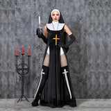 1 x RAW Customer Returns XEPST Pack of 5 nuns costume for women, nuns outfit accessories, nuns headdress, nuns collar, gloves, cross pendant, necklace, knee socks, Halloween costumes for women, cosplay carnival costume - RRP €16.99