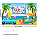 14 x Brand New HOWAF Aloha Background Banner for Hawaiian Party Decoration, Large Fabric Wall Garden Outdoor Banner for Tropical Summer Party Decoration, Photo Booth Background Banner for Beach Luau Tiki Party Decoration, 185 110cm - RRP €180.46