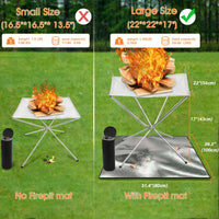 1 x RAW Customer Returns Fire Pit Outdoor, Portable Fire Pit Fire Pit Outdoor 56cm Large Size 22 Inch with Fire Pit Mat and Carry Bag, 304 Stainless Steel Mesh Collapsible Fireplace for Camping, BBQ, Backyard, Patio and Garden - RRP €25.19