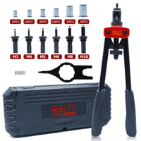 1 x RAW Customer Returns CCLIFE Riveter Nut Gun Includes 240Pcs M3 M5 M6 M8 M10 Rivet Nuts Set with Double Handle Nut Gun  - RRP €45.99