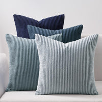 1 x RAW Customer Returns Topfinel 45x45 cushion cover blue set of 4 corduroy cushion covers cushion cover decorative cushion cover sofa cushion decorative cushion decoration for sofa bedroom living room balcony children fluffy color gradient - RRP €23.68