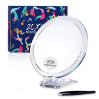 1 x RAW Customer Returns MOMOKUBA Magnifying Mirror 20x 1x Two-Sided, Double Sided Magnifying Mirror with Stand, Magnified Handheld Mirror for Makeup, Blackhead Comedone Removal 6 Inch, 20X 1X, Silver  - RRP €18.14