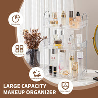 1 x RAW Customer Returns Makeup Organizer, Large Capacity Cosmetic Organizer, Perfume Organizer, Bathroom Skincare Organizer 3 Layers, Clear  - RRP €29.9