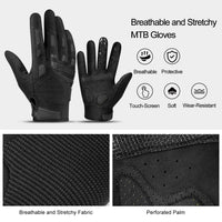 1 x RAW Customer Returns INBIKE MTB Gloves Men Summer Full Finger Cycling Gloves Long Motocross Breathable Touchscreen Non-Slip Cycling Gloves for Cycling Mountain Bike Road Bike Black M - RRP €26.74