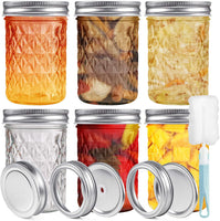 1 x RAW Customer Returns Pack of 6 Mason Jars dessert glasses with lids, storage jars for food, 240 ml for homemade food, jam, honey, yoghurt, cucumbers and beans, with 18 replacement lids jam jars - RRP €20.82