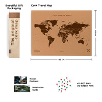 1 x RAW Customer Returns Miss Wood Map XL, Cork World Map, 90 x 60 cm - RRP €46.04