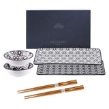 1 x RAW Customer Returns vancasso HARUKA Sushi Set, Porcelain Japanese sushi tableware dining service, 6-piece tableware set for 2 people, includes sushi plates, sauce bowls and chopsticks - RRP €29.23