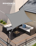 1 x RAW Customer Returns SONGMICS sun sail 2 x 3 m, waterproof with a water column of 665 mm, sun protection made of tear-resistant polyester, UV protection 93 , terrace, garden, balcony, rectangular, 2 m ropes, light grey GSH23QY - RRP €21.99