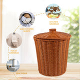 1 x RAW Customer Returns TOYANDONA Rattan Trash can Woven basket with lid Wicker basket Wastepaper basket Storage basket for home bathroom kitchen - RRP €29.45