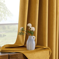 1 x RAW Customer Returns MIULEE Curtains 100 Opaque Velvet Curtains for Bedroom Opaque Thermal Curtains with Eyelets Cold Protection Blackout Curtain Set of 2, HxW 225x140 cm Mustard Yellow - RRP €47.59