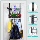 1 x RAW Customer Returns ENONCI Door Hooks for Hanging 15 Coat Hanger Hooks with 2 Mesh Basket Over Door Storage Rack, Coat Hooks Door, Black Basket for Coat Hooks Door Hanger, Hanging Shelf Bathroom, Hanging Shelf Kitchen - RRP €29.24