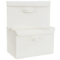 1 x RAW Customer Returns GRANNY SAYS storage boxes with lids, 2 pieces of storage boxes with lids, foldable storage boxes made of fabric, storage basket with lid for clothes, white folding boxes with lids for wardrobe - RRP €21.58