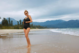 1 x RAW Customer Returns Maacie Women s One-Piece Maternity Swimsuit with Pleated Waist One-Piece Bikini Black 2XL - RRP €35.28