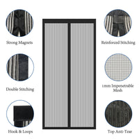 1 x RAW Customer Returns Sekey magnetic fly screen door without drilling, cat-proof, door curtain balcony magnetic curtain, insect protection fly protection with widened adhesive tape 90 x 210 cm, black - RRP €12.13