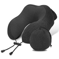 1 x RAW Customer Returns LUXSURE Neck Pillow Airplane - Memory Foam Neck Pillow with Support Function, Ergonomically Designed Travel Pillow with Integrated Storage Bag, Ideal for Travel, Office and Home Black  - RRP €17.14