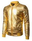 1 x RAW Customer Returns JOGAL Men s Metallic Disco Jacket with Gold Zip M - RRP €46.39