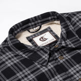 1 x Brand New Coevals Club Men s Flannel Jacket Shirt Sherpa Lumberjack Shirt Flannel Shirt Long Sleeve Checked Press Studs Cotton Winter Shirt Black Grey 9 M  - RRP €50.41