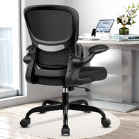 1 x RAW Customer Returns Razzor office chair, ergonomic desk chair with lumbar support and fold-up armrests, rocking function, height-adjustable swivel chair with breathable mesh, black - RRP €139.99