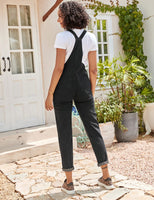 1 x RAW Customer Returns Roskiky Women s Casual Stretch Denim Overalls Jeans Jumpsuit with Pockets, Warm Black Onyx, XL - RRP €47.99