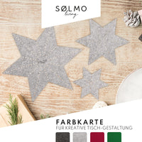 1 x RAW Customer Returns s lmo I 3 felt stars for table decoration I felt coaster star large to small I table coaster felt as winter decoration inside, grey Manhattan Grey  - RRP €8.46