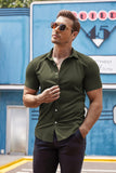 1 x RAW Customer Returns COOFANDY Men s Shirt Short Sleeve Casual Shirts Business Shirts for Men Summer Shirt Non-Iron Short Sleeve Shirt Cotton Elastic Button Down Shirt Olive Green M - RRP €29.99