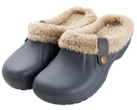 1 x RAW Customer Returns CELANDA Clogs Lined Women Men Warm Slippers Waterproof Garden Clogs with Fur Women Closed Lined Clogs Winter Plush Mules Gray Size 45 46 EU - RRP €27.19