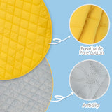 1 x Brand New Crawling blanket for baby, play blanket baby 140 cm round quilted mat, thick 1.5 cm cotton play mat children baby soft crawling mat for crawling and playing - yellow - RRP €34.68