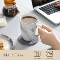 1 x RAW Customer Returns MALACASA coffee mugs set of 4, porcelain 560ML mug set, large modern ceramic cups for tea, juice, latte, cappuccino, cocoa. Dishwasher and microwave safe, gray REG series - RRP €40.75