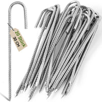 1 x RAW Customer Returns Graxury 30cm Heavy Duty Trampoline Tent Anchor Ground Nails - Galvanized Steel Rustproof J-Hook Rebar Stakes Fit for Trampolines, Camping, Garden Sheds, Swings with Chisel Tip End 10 Pack  - RRP €20.16