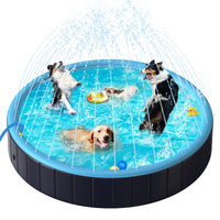 1 x RAW Customer Returns Rywell Dog Pool for Large Dogs - Foldable Swimming Pool with Sprinkler, PVC Durable Paddling Pool for Dogs, Safe Environmentally Friendly Dog Bathtub - L 160cm  - RRP €59.99