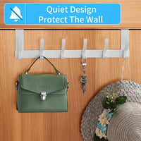 1 x RAW Customer Returns Bosdontek door coat rack for hanging with 6 hooks, modern door hooks for hanging without drilling, practical coat hook door towel holder door for bathroom door hanger door hook rail for hanging matt white  - RRP €12.11