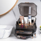 1 x RAW Customer Returns Winter Shore Gray Make Up Organizer - Plastic Makeup Organizer with 3 Levels, Rotating Handle Clear Lid - Waterproof Dustproof Organizer for Dressing Table, Vanity, Chest of Drawers, Travel - RRP €38.99