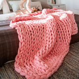 1 x RAW Customer Returns MaitianGuyou Chunky Knitted Blanket Giant Soft Thick Chenille Handmade Blanket for Bed Sofa Soft Yoga Blanket 120x150cm Acrylic, Pink  - RRP €22.8