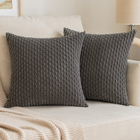 1 x Brand New EMEMA Corduroy Cushion Covers for Sofa Decorative Pillow Covers Modern Elegant Soft Square Cushion Covers for Bedroom Home Living Room 50x50 cm 2 Pieces Dark Gray - RRP €22.8