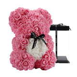 1 x RAW Customer Returns Rose Bear - Rose Teddy Bear 10 Inch Hugz Teddy Flower Bear - Over 250 Dozen Artificial Flowers - Unique Gifts, Gifts for Women Clear Gift Box Pink  - RRP €21.63