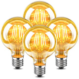 1 x RAW Customer Returns WEDNA E27 LED Vintage Light Bulb, 6W G80 LED Lamp, Retro Antique Bulb, 2700K Warm White, 700lm, Not Dimmable, Amber Glass Decorative Edison Bulbs and Retro Lighting - Pack of 4 - RRP €24.99