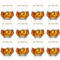 1 x RAW Customer Returns Hanobe Whiskey Glasses Whiskey Glasses Whiskey Glass Unique Geometric Tilted Whiskey Glass Gold Rim 6-Piece Crystal Glass Diamond Whiskey Glasses Modern Whiskey Glasses Set 10oz Whiskey Glasses Clear Whiskey Glasses - RRP €30.17