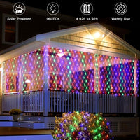 1 x RAW Customer Returns Solar fairy lights, 1.5x1.5m LED net lights, 96 LEDs 8 modes Christmas lights outdoor waterproof net lights with remote control timer for birthdays, weddings 1.5 1.5M, colored  - RRP €19.99