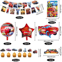 2 x Brand New GENGUTOR 41pcs Car Birthday Decoration Boys, Foil Balloon Balloon, Lightning Mcqueen Birthday Decoration, Cars Birthday Decorations - RRP €18.12