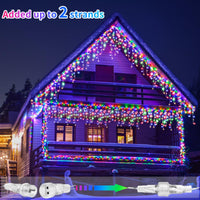 1 x RAW Customer Returns GCMacau Ice Rain Solar Fairy Lights 12m 5m , 506LEDs Outdoor Christmas Lights, 8 Modes, Expandable, 101 Drops, Outdoor Fairy Lights USB Power, IP65 Waterproof with Remote Control Timer Warm White Colorful  - RRP €42.6