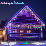 1 x RAW Customer Returns GCMacau Ice Rain Solar Fairy Lights 12m 5m , 506LEDs Outdoor Christmas Lights, 8 Modes, Expandable, 101 Drops, Outdoor Fairy Lights USB Power, IP65 Waterproof with Remote Control Timer Warm White Colorful  - RRP €42.6