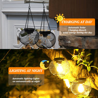 1 x RAW Customer Returns KagoLing Solar Lamps for Outdoor Hanging 2 Pieces Black Solar Lanterns with LED Bulb Lantern for the Garden Christmas Decoration Outside - RRP €34.78