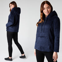 1 x RAW Customer Returns CityComfort Women s Pullover, Hoodie - Super Soft Fluffy Hoodie Pullover, Women s Fleece Pullover - Gifts, Hoodie for Women Navy Blue, XL  - RRP €27.6