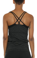 1 x RAW Customer Returns icyzone Women s 2 in 1 Sports Yoga Tops with Bra - Gym Shirts Fitness Training Tank Top L, Black  - RRP €25.2