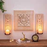 1 x Brand New Sziqiqi wooden candle holder for wall - vintage wall candle holder wall decoration shabby chic wall holder candles wall mount wall candlestick candle wall holder for living room bedroom fireplace bathroom - RRP €30.19